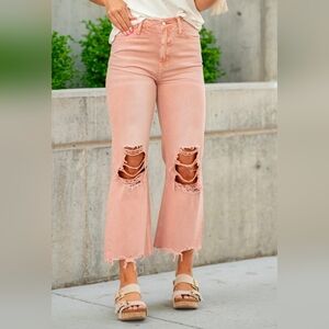 Size 15/32 VERVET MELON 90'S CROP FLARE DISTRESSED JEANS-NWT
